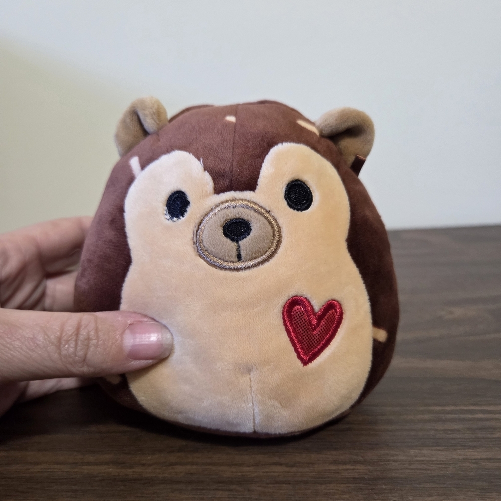 Squishmallows Brown and Tan Hedgehog Plush with Heart Small